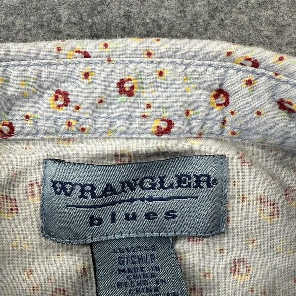 Wrangler Blues Shirt Womens Small White Floral Horse Western Cowboy Pearl Snap - Picture 4 of 9